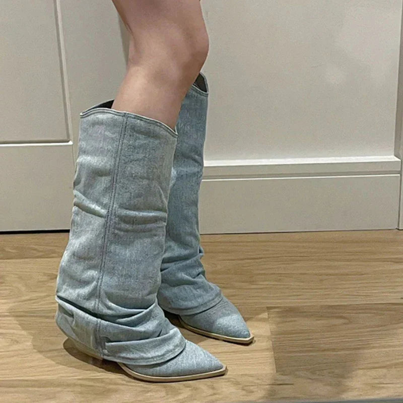 Luvik | Denim Polvisukat Cowboy Bootsit