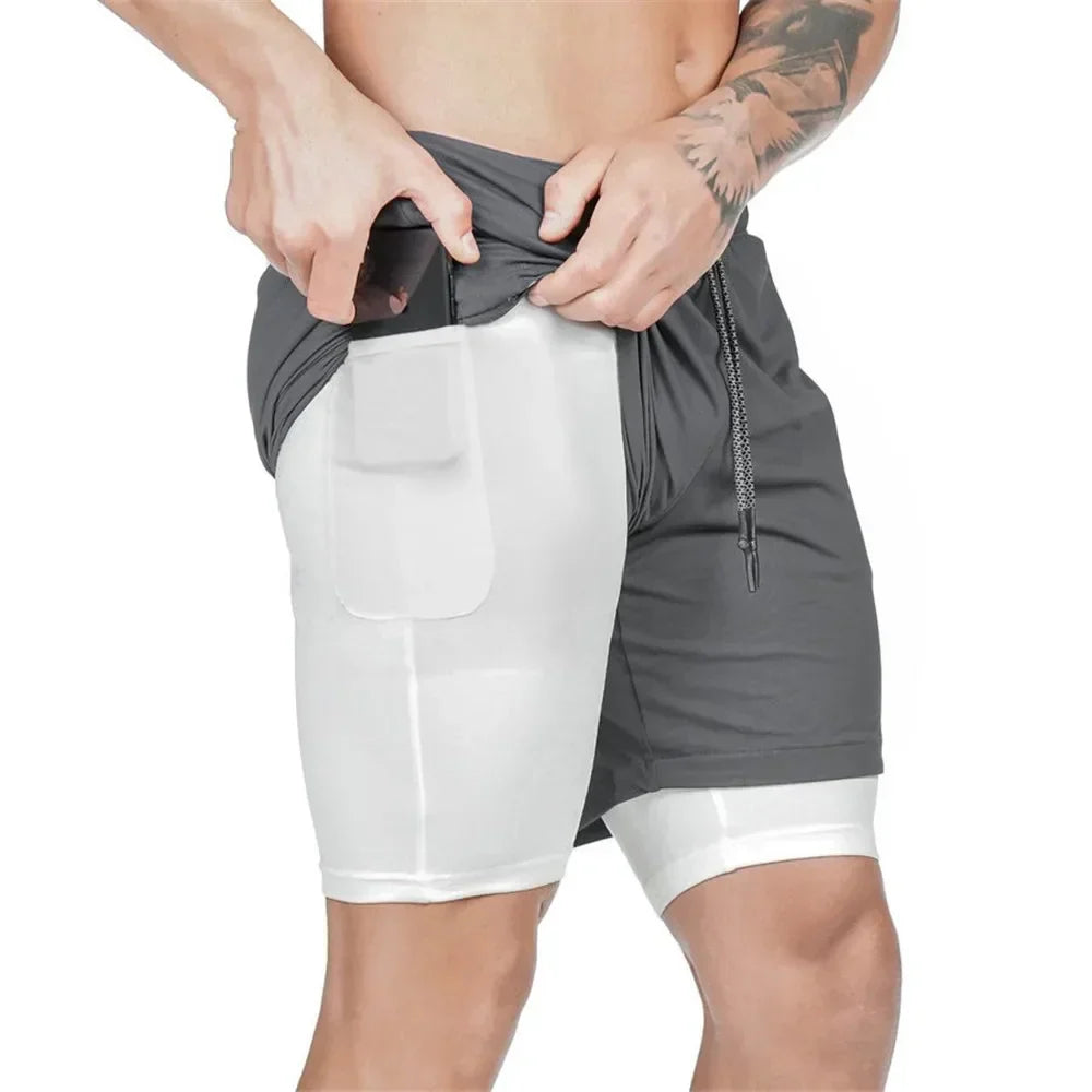 Luvik | Miesten Camo 2 in 1 Juoksushortsit Kuntosaliin & Urheiluun