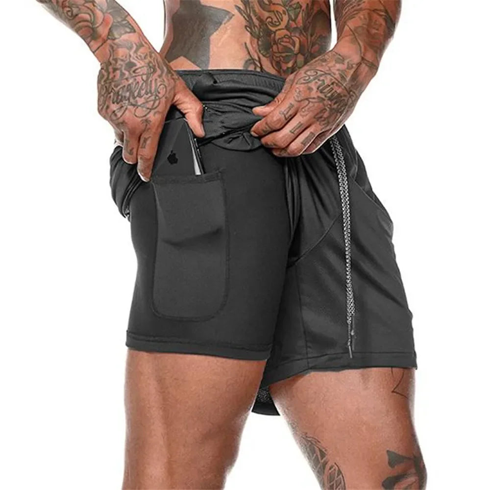 Luvik | Miesten Camo 2 in 1 Juoksushortsit Kuntosaliin & Urheiluun