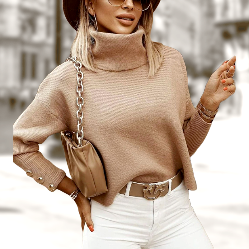 Luvik | Chic Korkeakaulustyylinen neuletakki