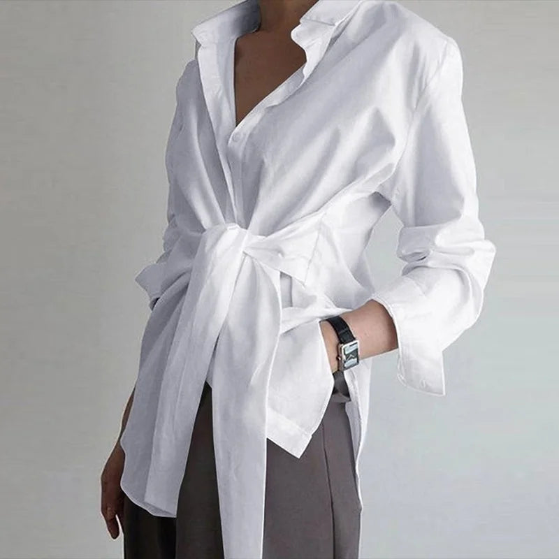 Luvik | Rentouttava Mitoitus Pitkähiha Blusa Solmukkeella