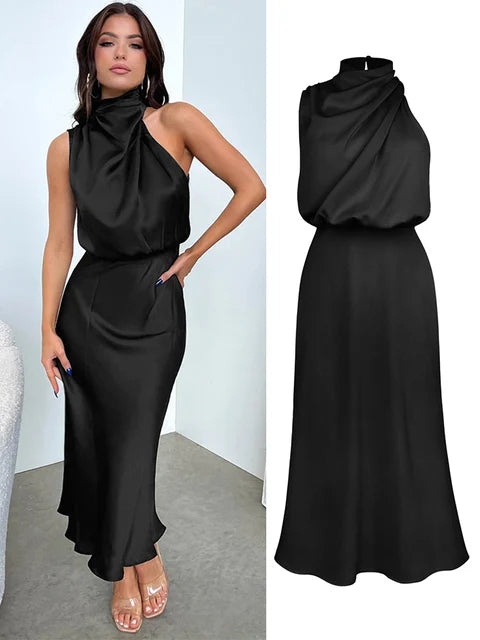 Luvik | Elegante Satiini Maxi Mekko