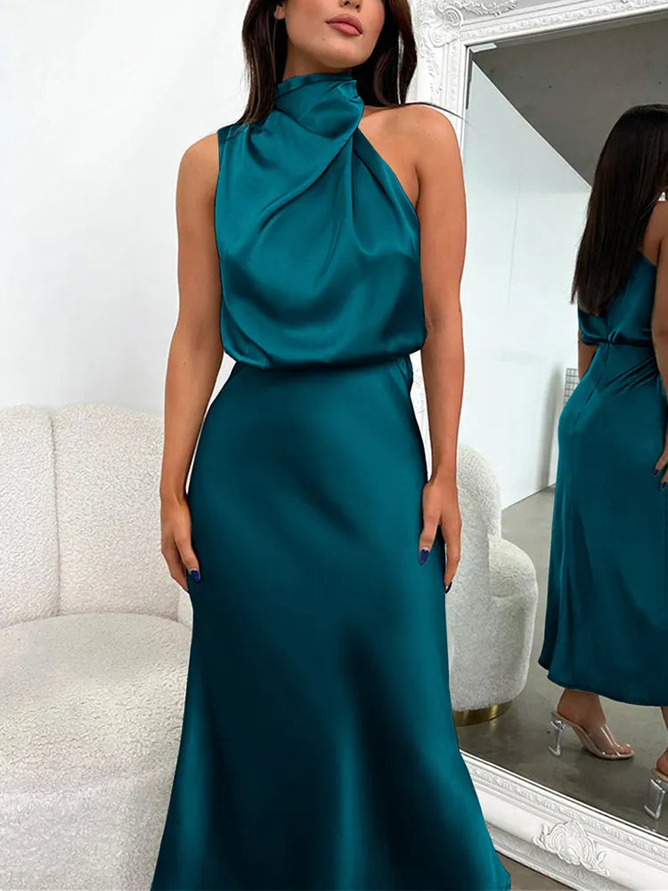 Luvik | Elegante Satiini Maxi Mekko