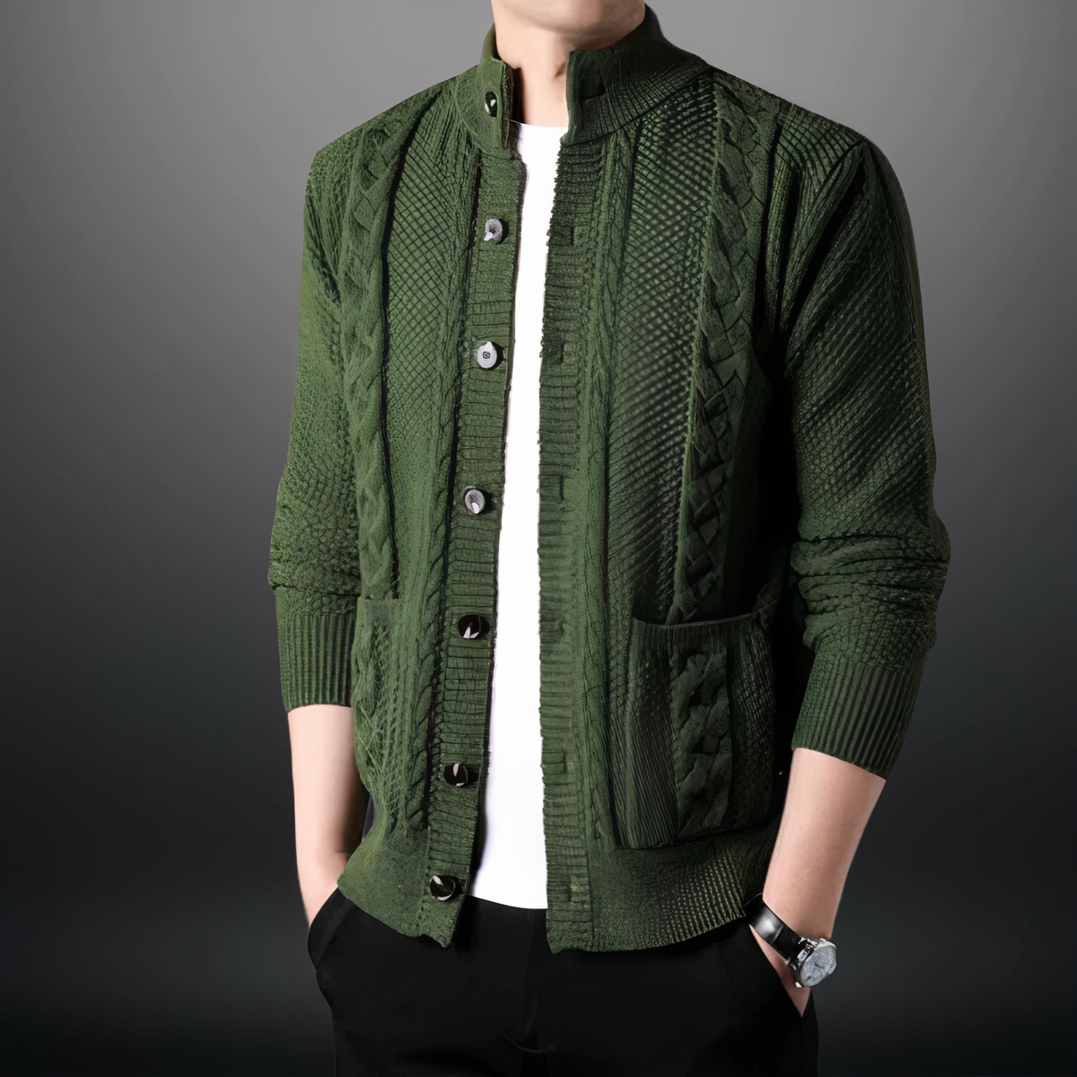 Luvik | Strickjacke Mit Zopfmuster Und Knöpfen Für Herren