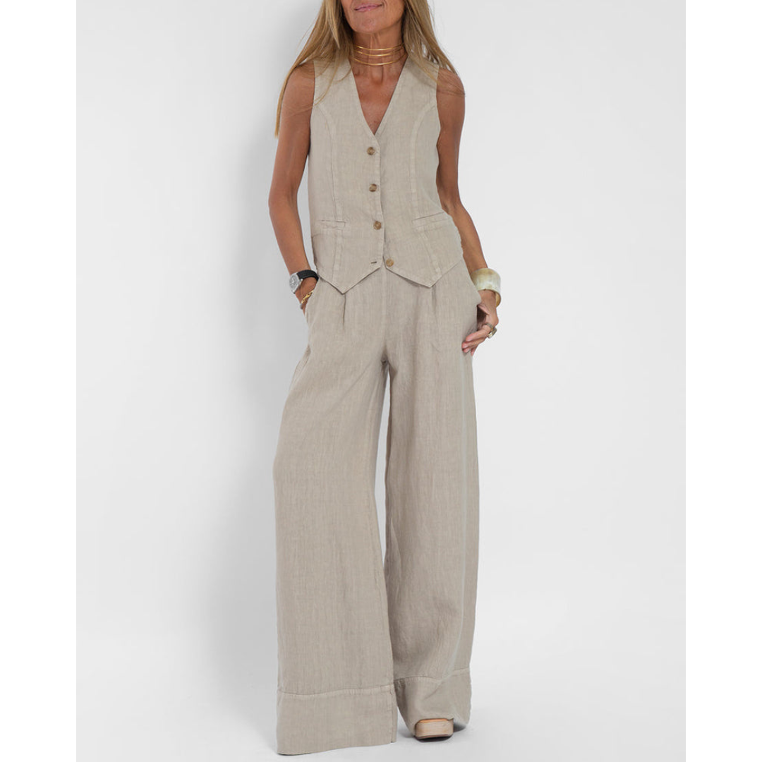 Luvik | Loose Trousers Sleeveless Linen Clothing Linen Clothing Women's Clothing