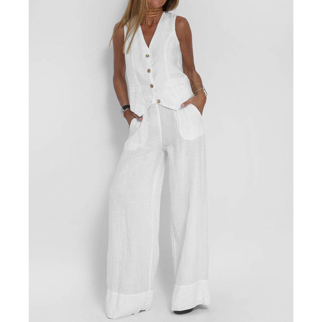 Luvik | Loose Trousers Sleeveless Linen Clothing Linen Clothing Women's Clothing