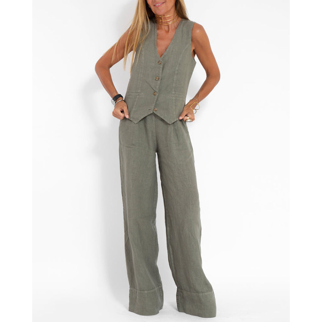 Luvik | Loose Trousers Sleeveless Linen Clothing Linen Clothing Women's Clothing