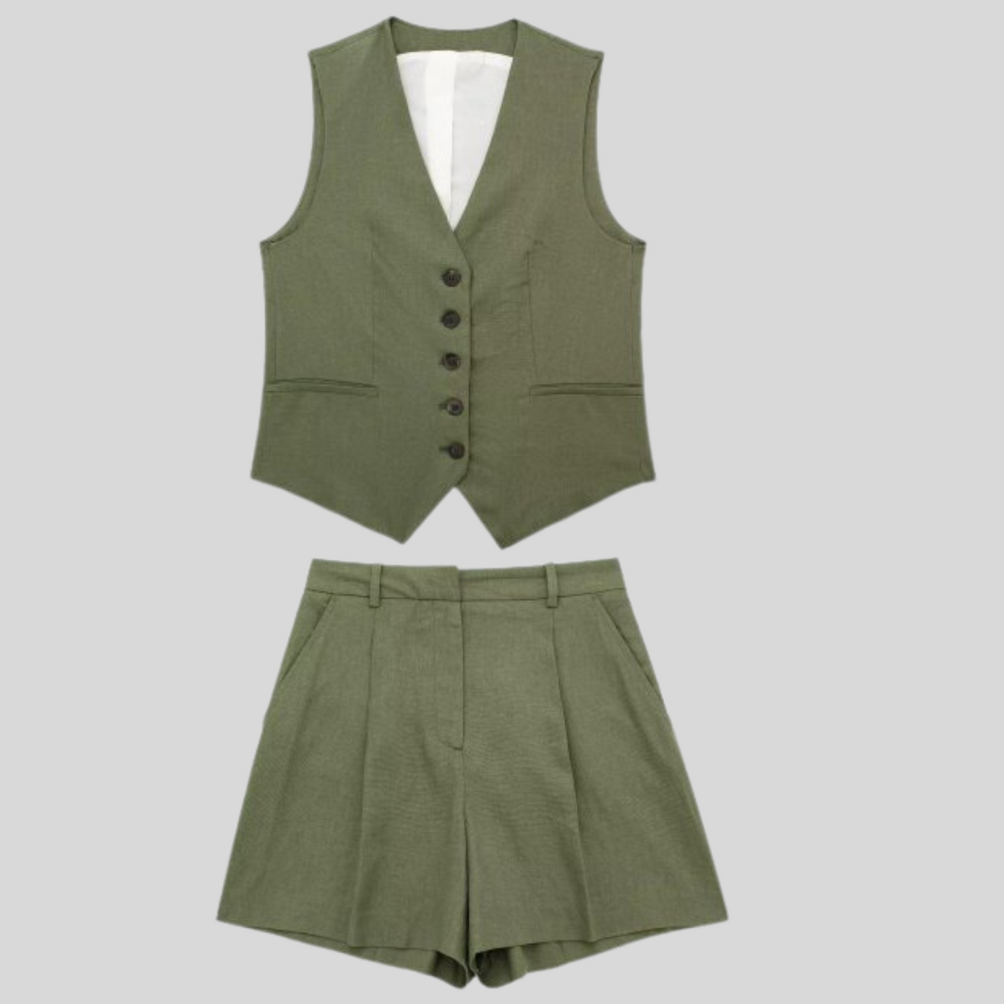Luvik | Sleeveless blazer with V-neck and shorts