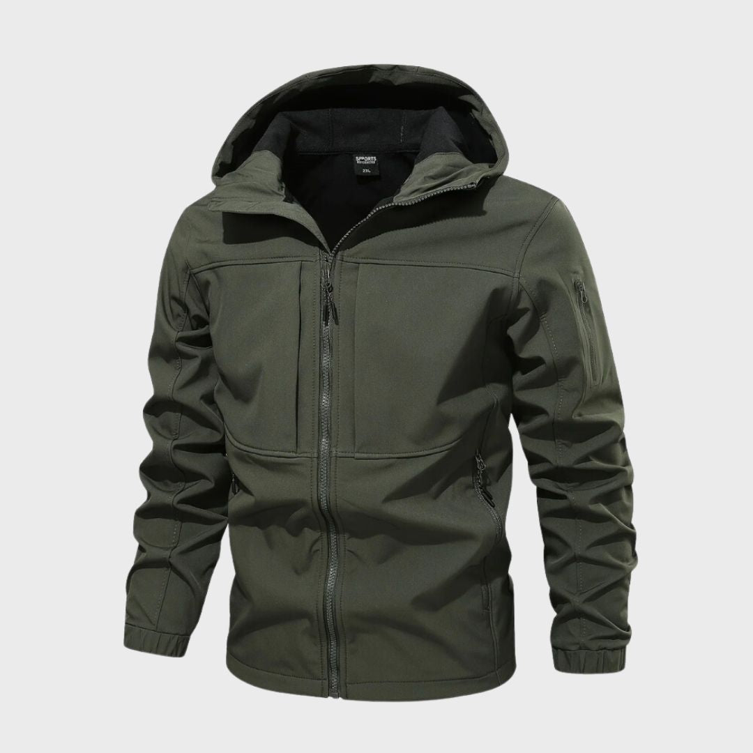 Luvik | Toiminnallinen Softshell Miesten Takki Vedenpitävällä Huoodilla