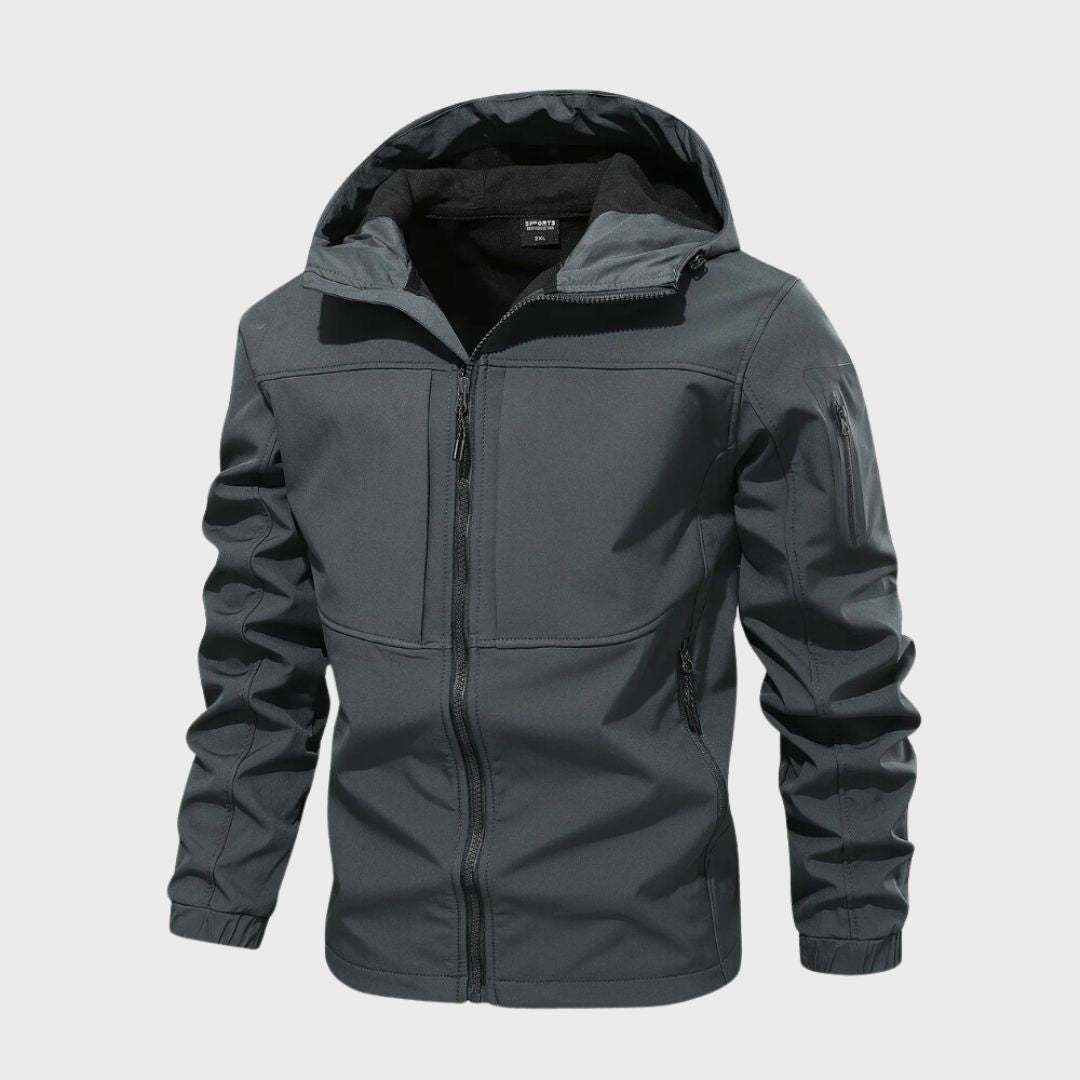 Luvik | Toiminnallinen Softshell Miesten Takki Vedenpitävällä Huoodilla
