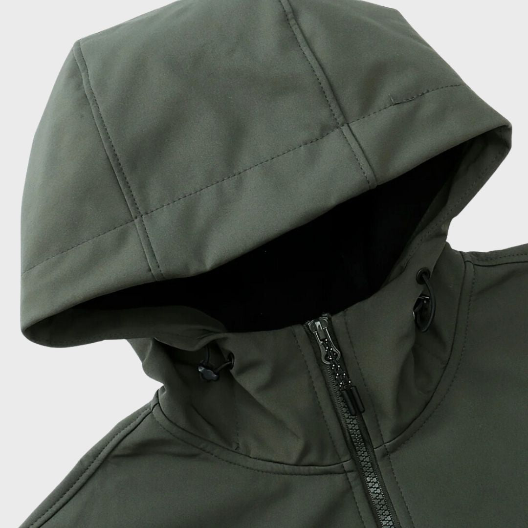 Luvik | Toiminnallinen Softshell Miesten Takki Vedenpitävällä Huoodilla