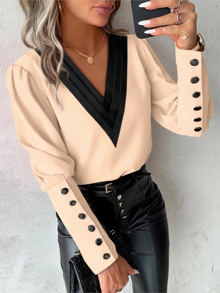 Luvik | Blouse Naiset V-kaula-aukko Pitkähiha Blouse