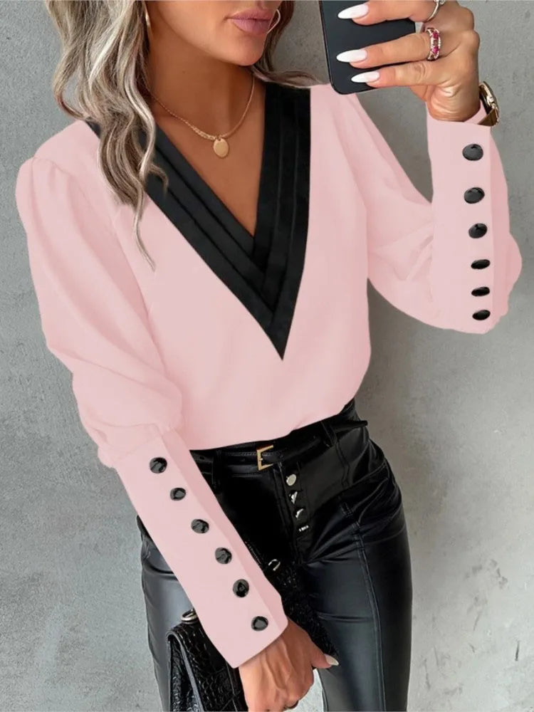 Luvik | Blouse Naiset V-kaula-aukko Pitkähiha Blouse