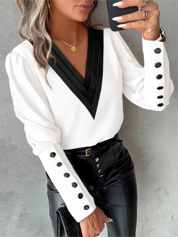 Luvik | Blouse Naiset V-kaula-aukko Pitkähiha Blouse