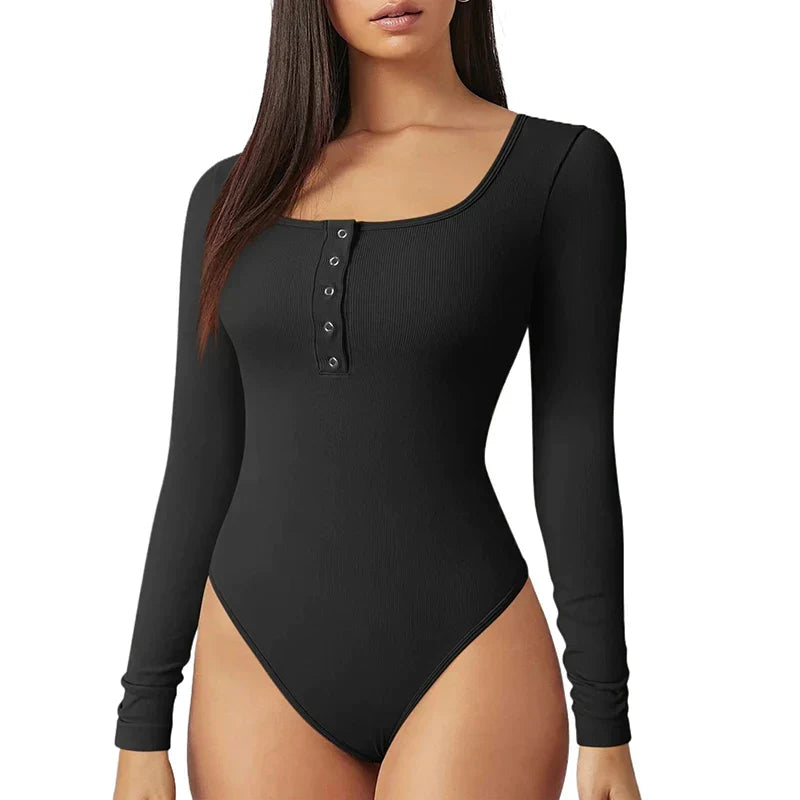 Luvik | Pitkähiha Bodysuit Naisille Neliö Leikkaus, Stretch Fit, Kausittomat Tyylit