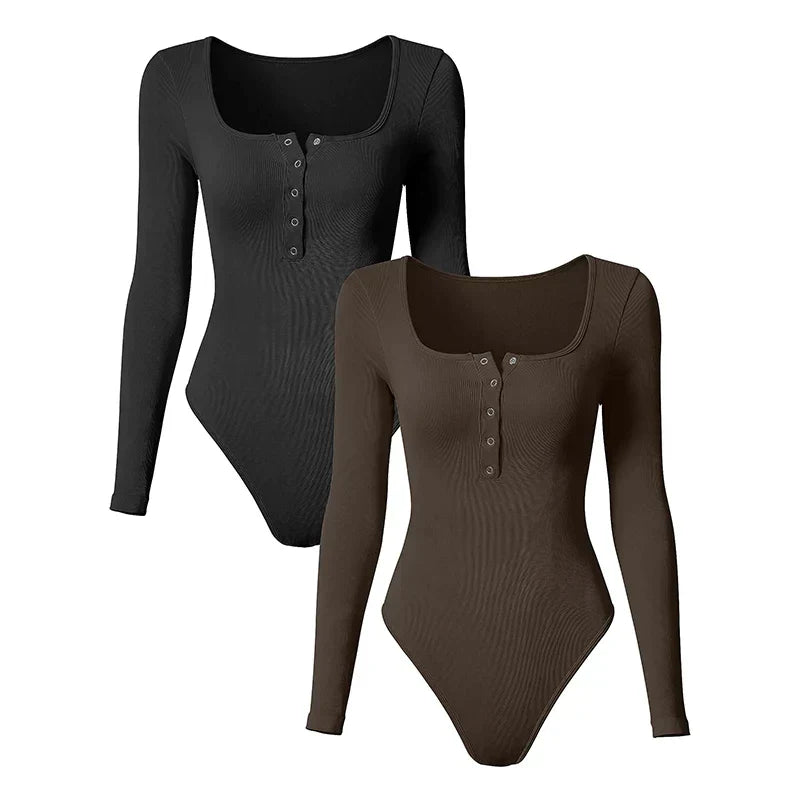 Luvik | Pitkähiha Bodysuit Naisille Neliö Leikkaus, Stretch Fit, Kausittomat Tyylit