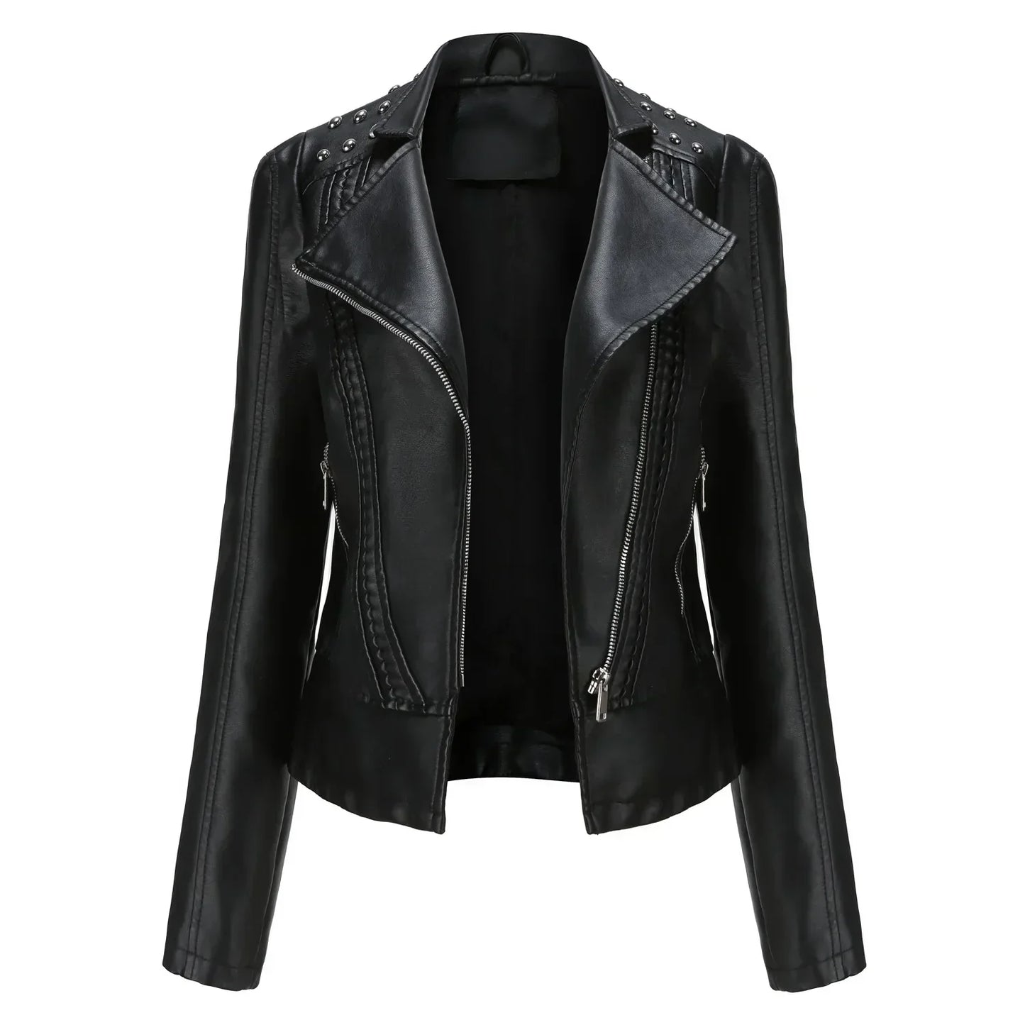 Luvik | Punk Niitti Keinonahkatakki Slim Fit Retro Biker Tyyli