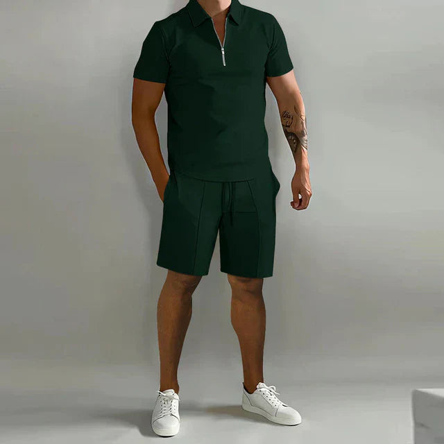 Luvik | Kaksiosainen polo- ja shortsikokosetti miesten kesäasu varten