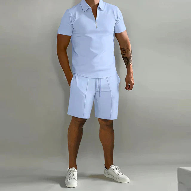 Luvik | Kaksiosainen polo- ja shortsikokosetti miesten kesäasu varten