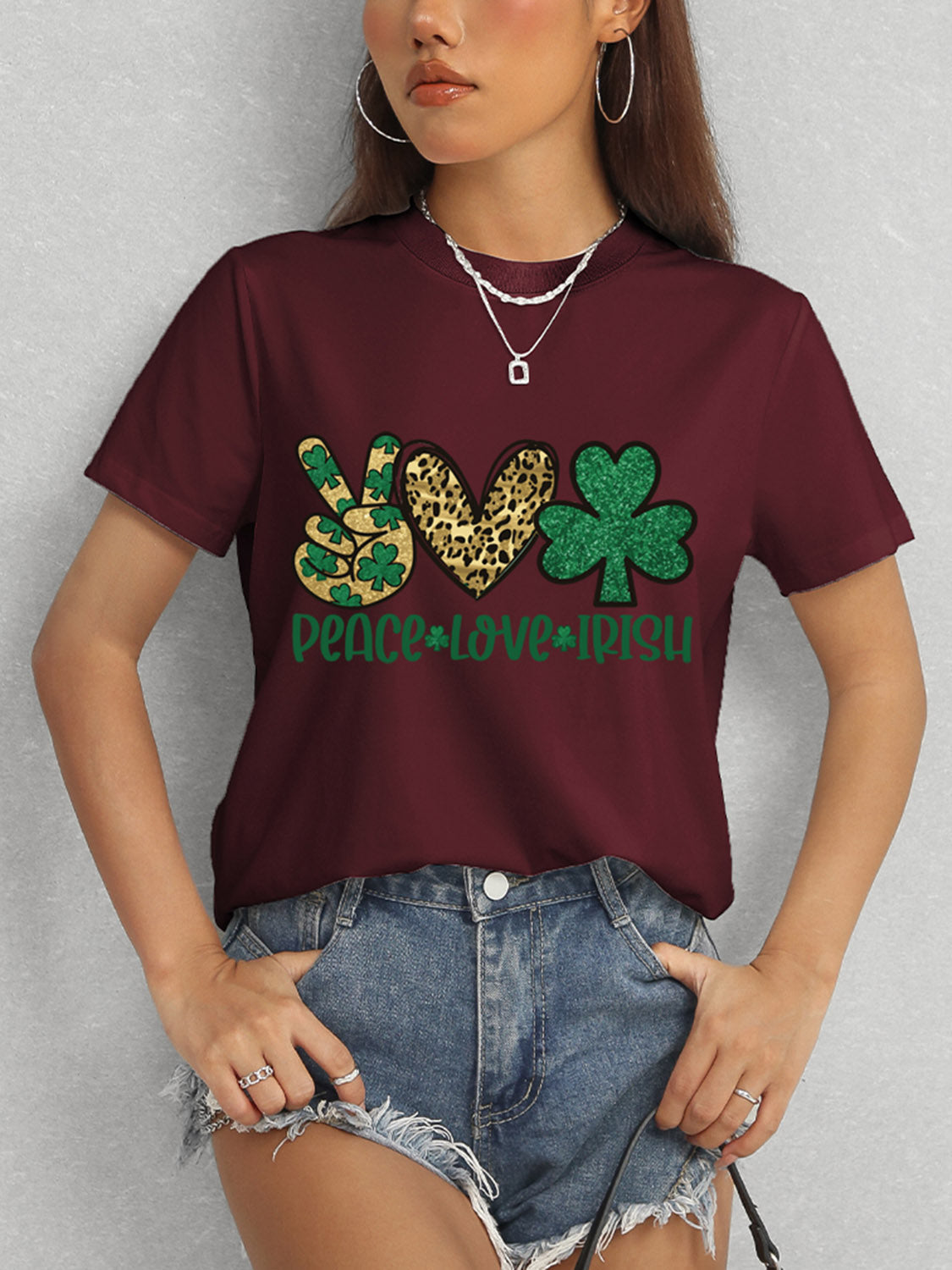 Luvik | PEACE LOVE IRISH Pyöreä kaulus Lyhythihainen T-paita