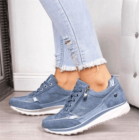 Luvik | Siniset Lace Up Sneakerit vetoketjulla naisille