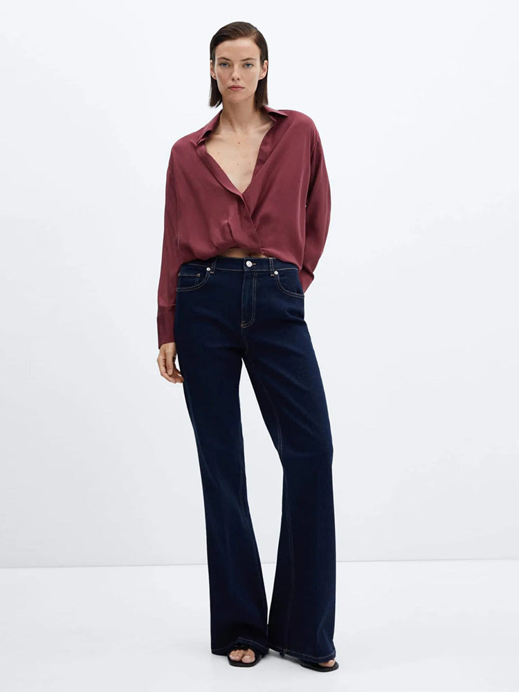 Luvik | Tencel Nelisuuntainen Stretch Korkea Vyötärö Skinny Retro Moppaus Farkut