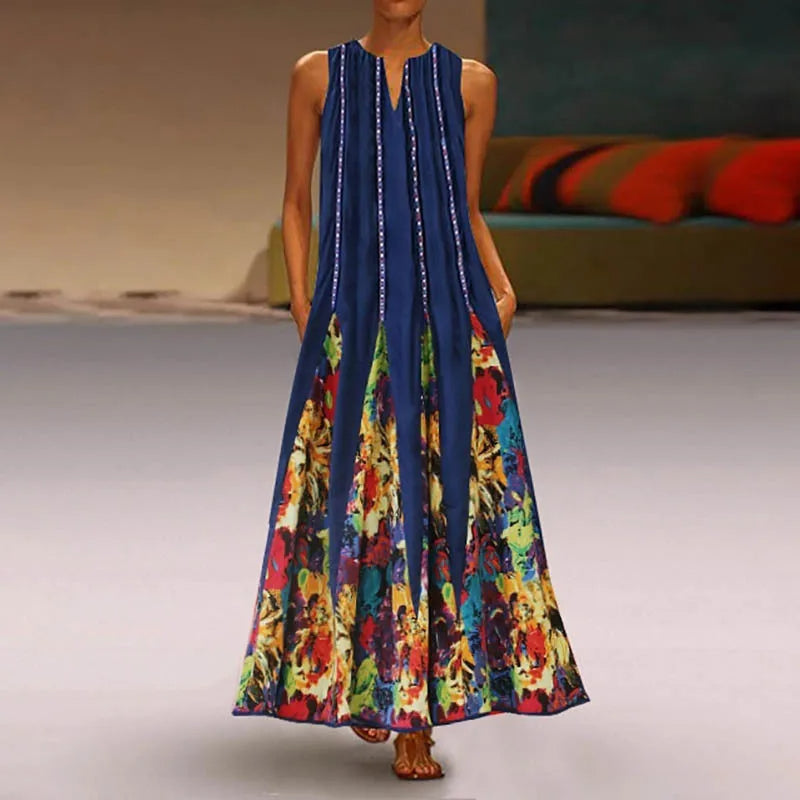 Luvik | Maxi-summer dress with floral pattern for plus size