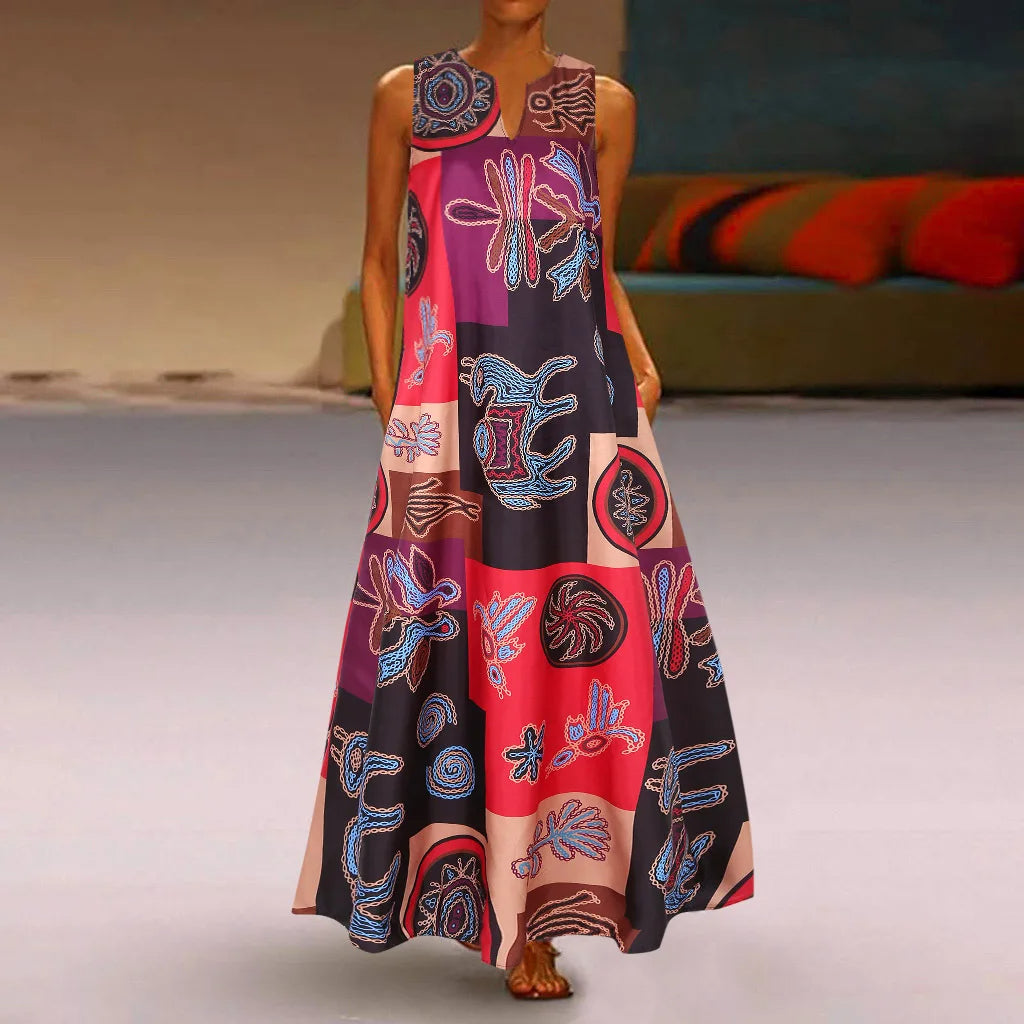Luvik | Maxi-summer dress with floral pattern for plus size
