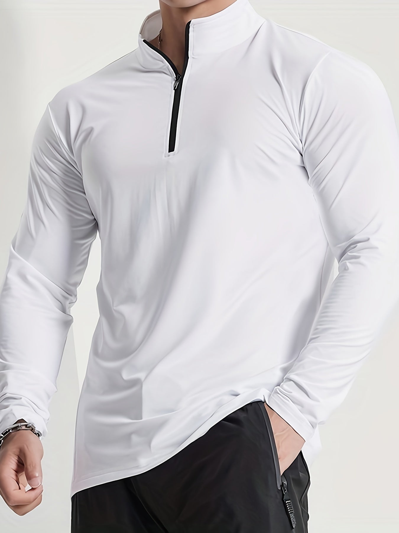 Luvik | Slim Fit Henley Shirt jossa on puolivetoketju ja seisova kaulus