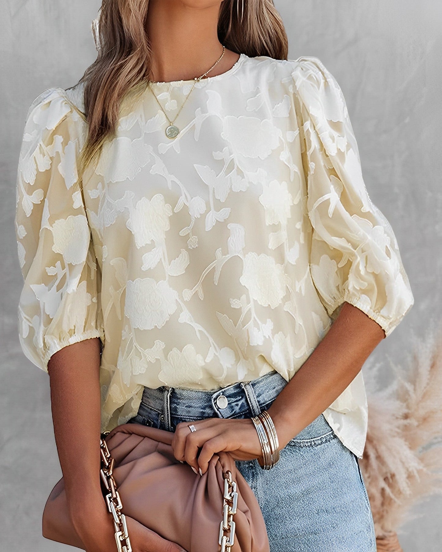 Luvik | Puff Sleeve Chiffon Shirt