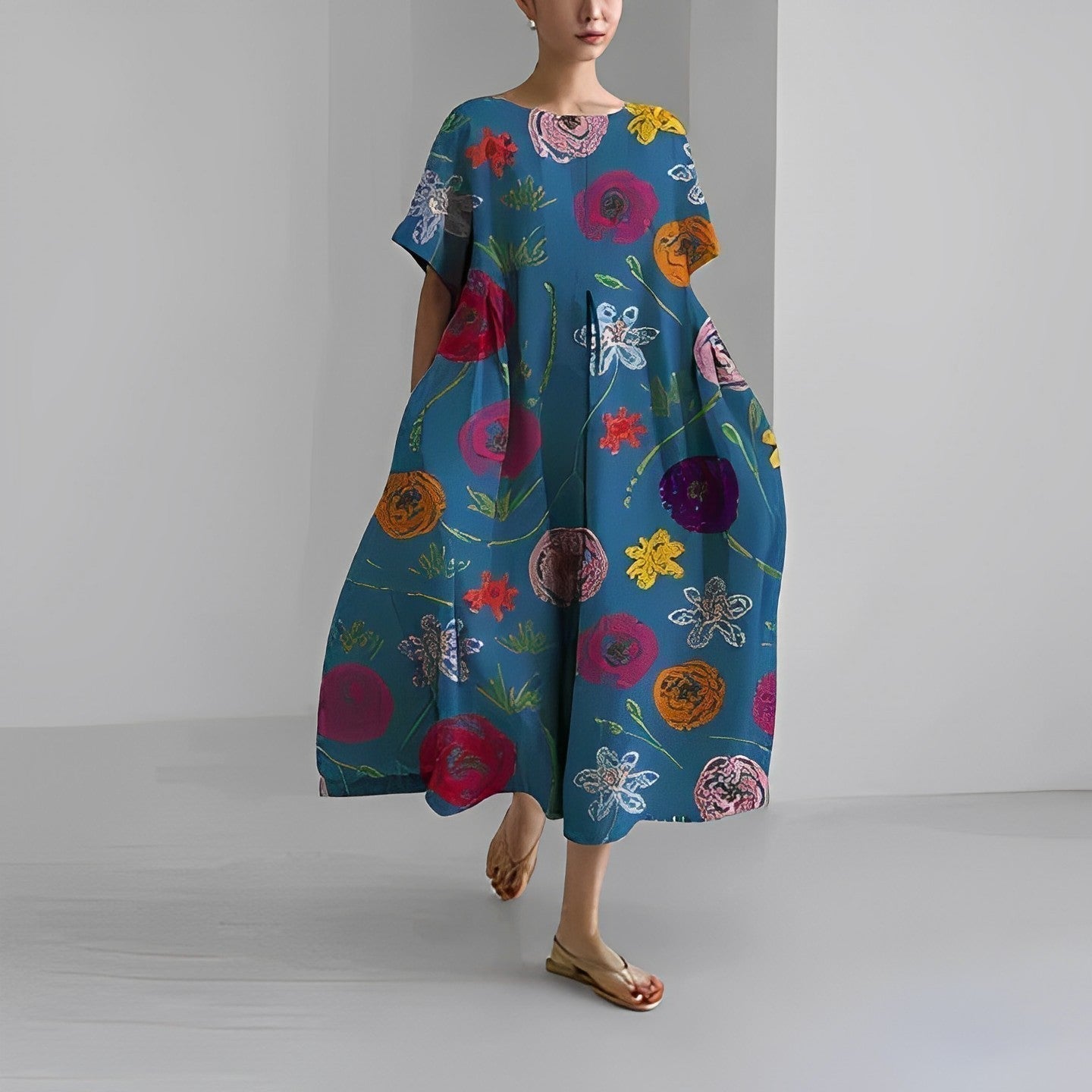 Luvik | Amelia Mekko Boho Kukka-kuosi Yksinkertaiseen Eleganssiin