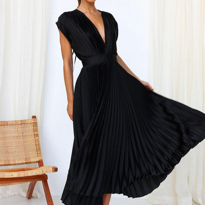 Luvik | Pleated V-neck dress for women