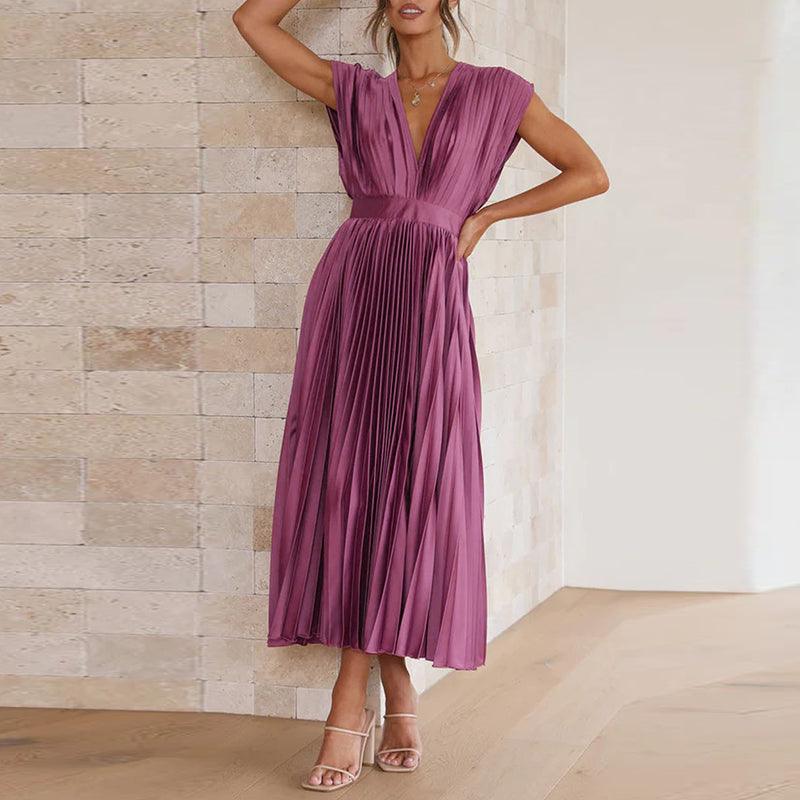 Luvik | Pleated V-neck dress for women