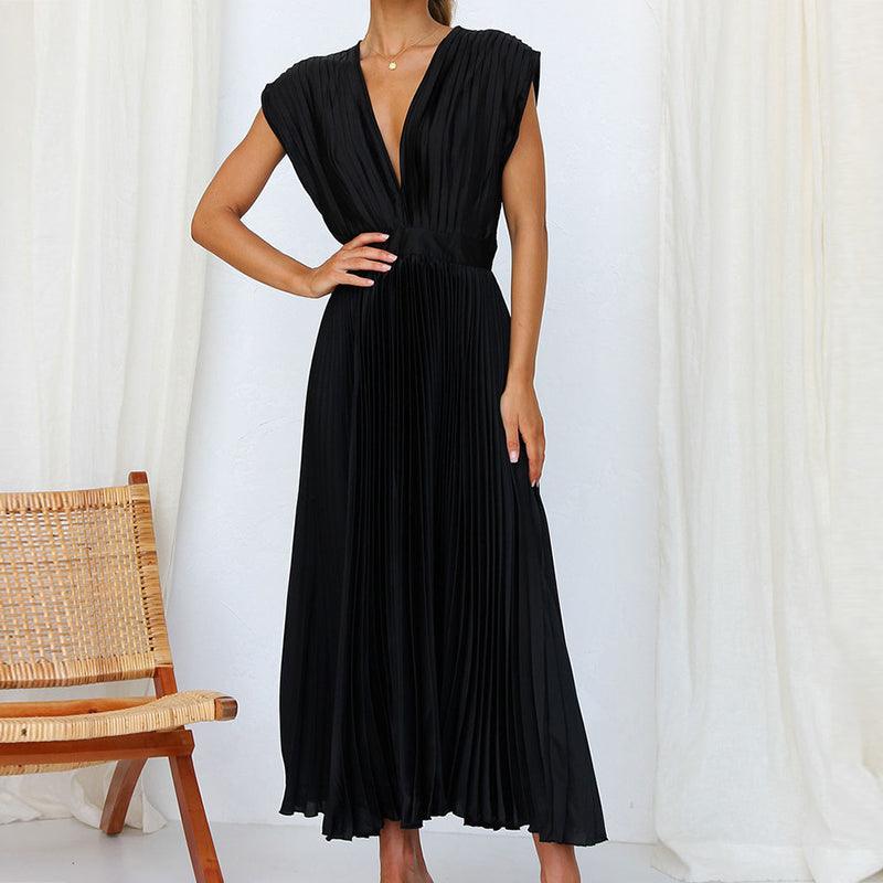 Luvik | Pleated V-neck dress for women