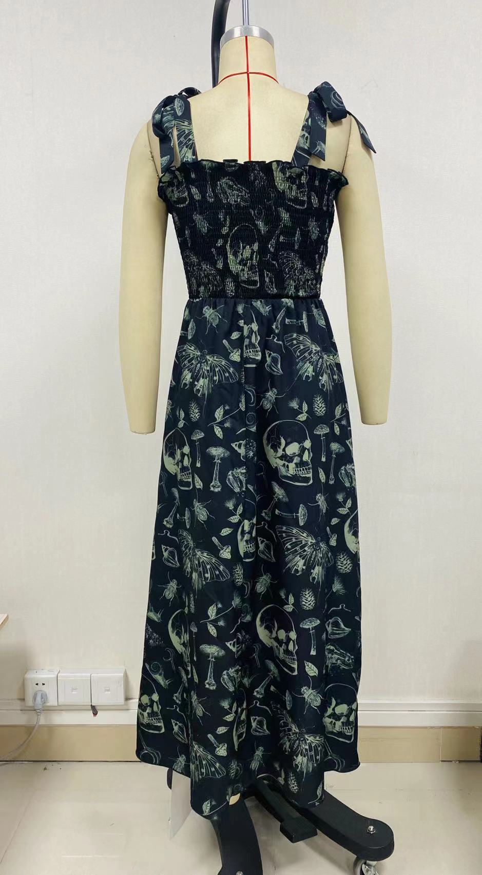 Luvik | Smocking Lace-Up Putkihame Tumma Printti