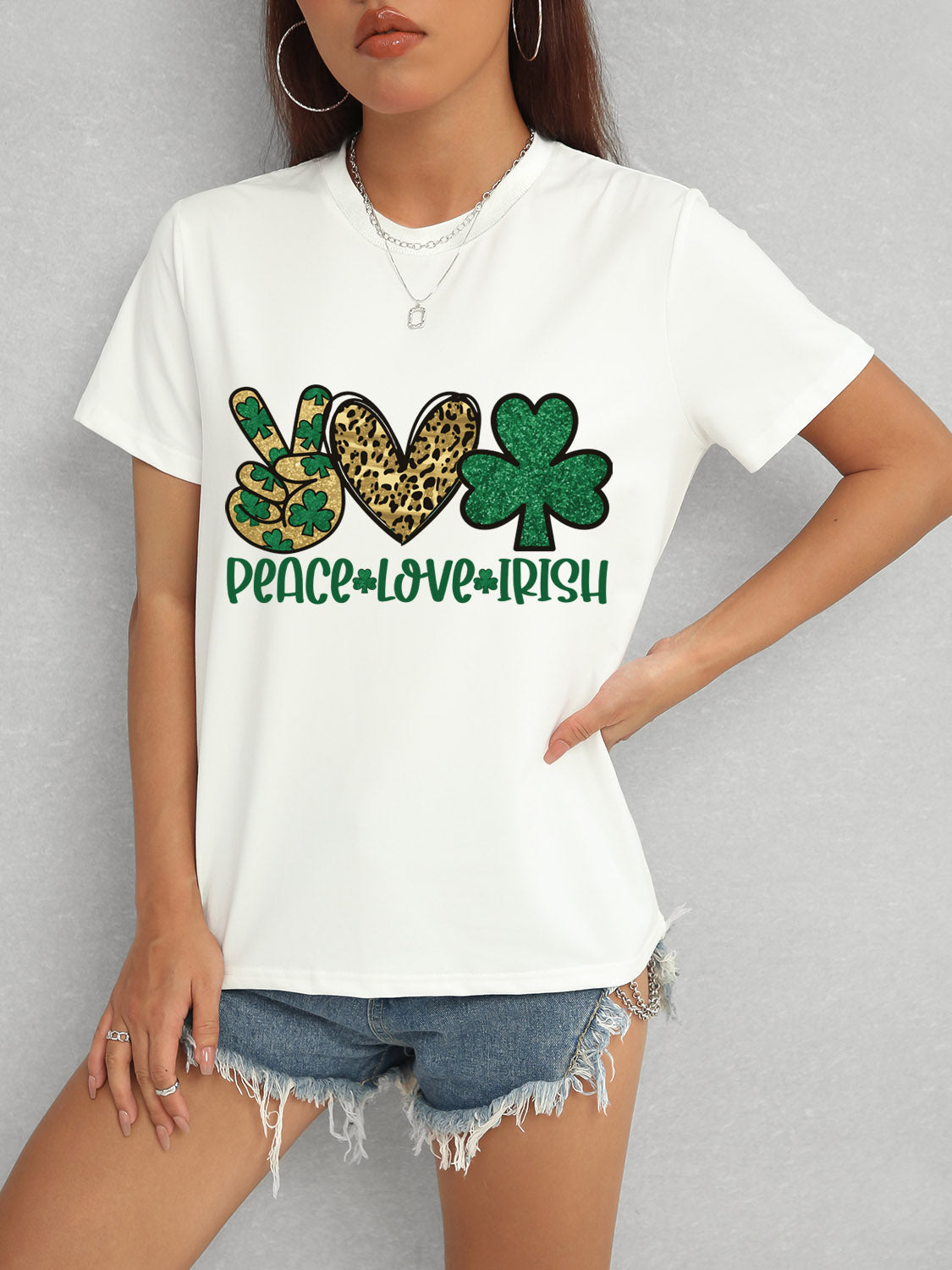Luvik | PEACE LOVE IRISH Pyöreä kaulus Lyhythihainen T-paita