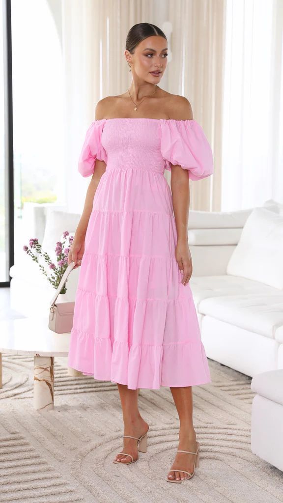 Luvik | Naisten Loma Korkea Vyötärö Off-Shoulder Painatus Mekko Kuplahihalla