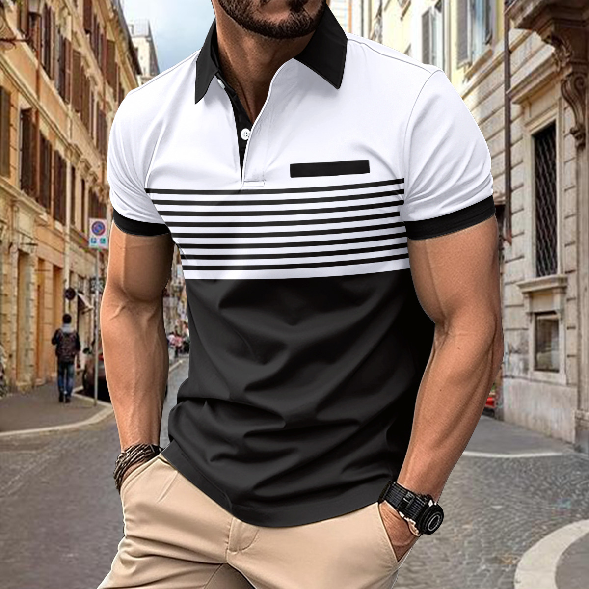 Luvik | Miesten Raidallinen Lyhythihainen Poloshirt