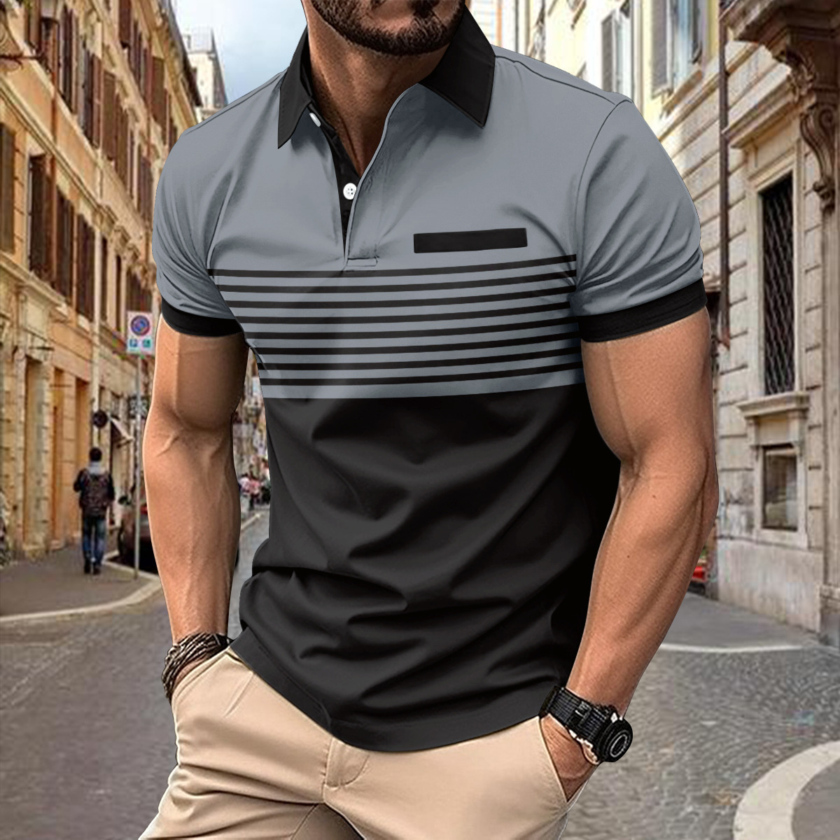 Luvik | Miesten Raidallinen Lyhythihainen Poloshirt