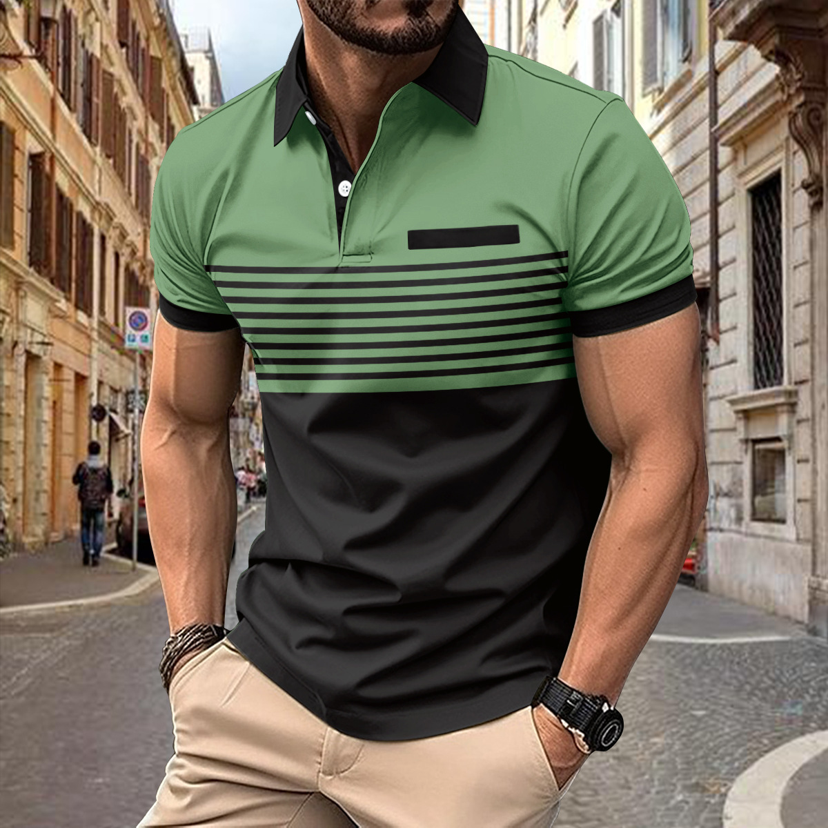 Luvik | Miesten Raidallinen Lyhythihainen Poloshirt