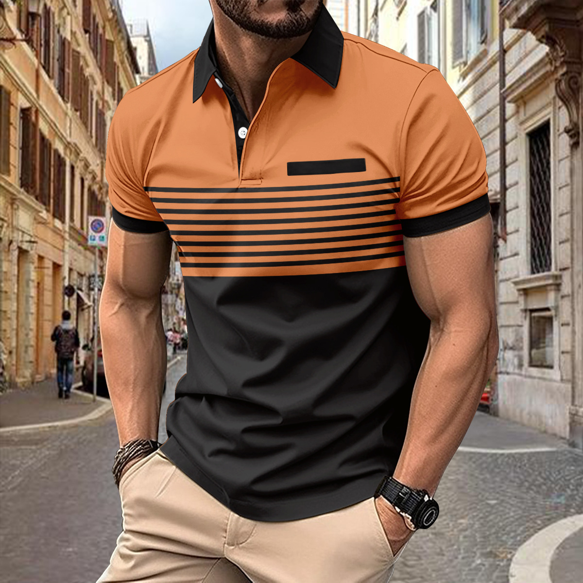 Luvik | Miesten Raidallinen Lyhythihainen Poloshirt