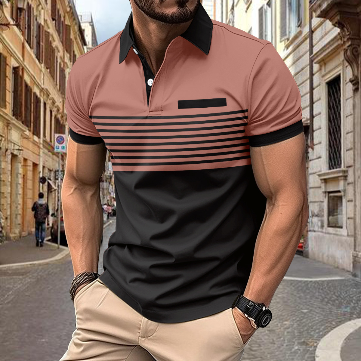 Luvik | Miesten Raidallinen Lyhythihainen Poloshirt