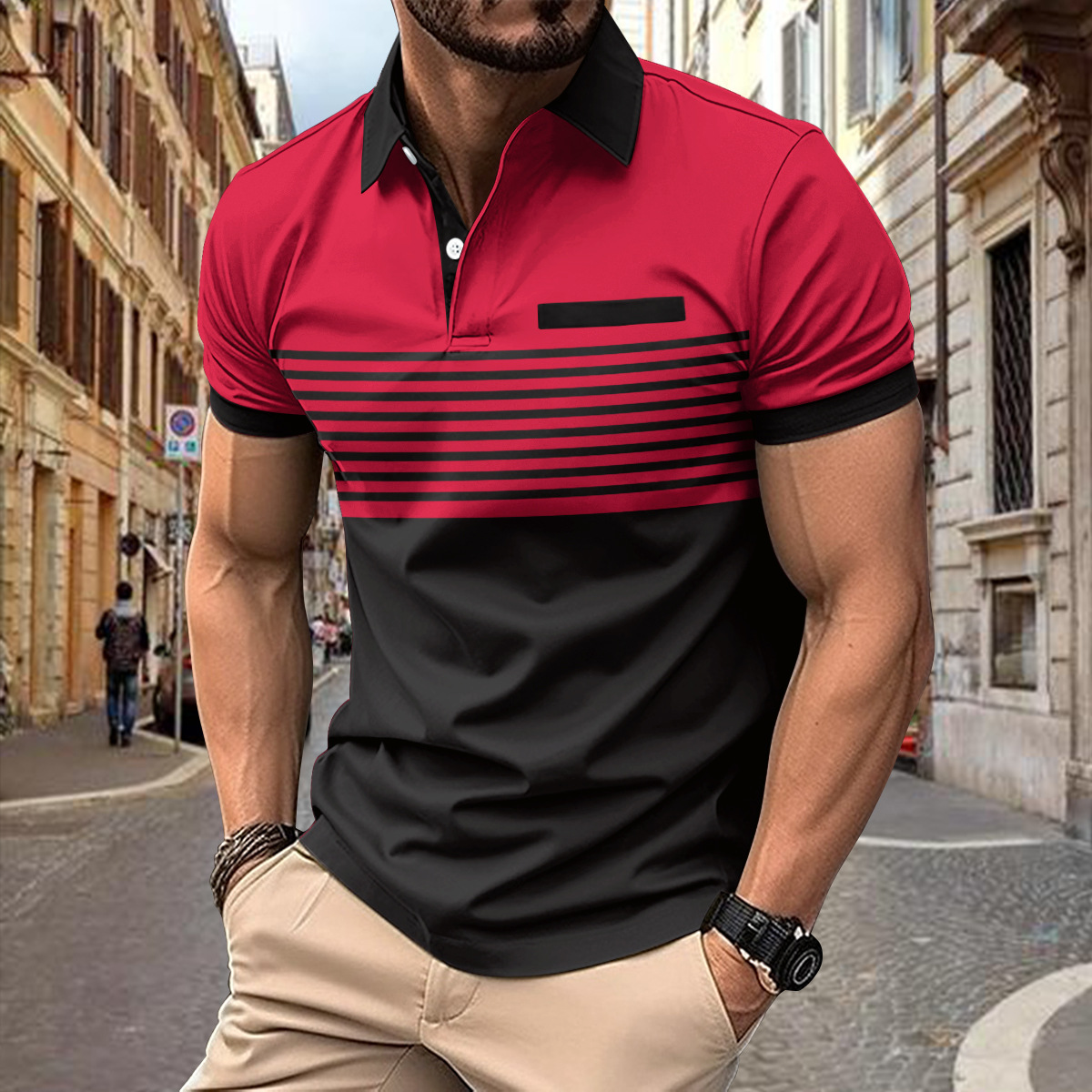 Luvik | Miesten Raidallinen Lyhythihainen Poloshirt