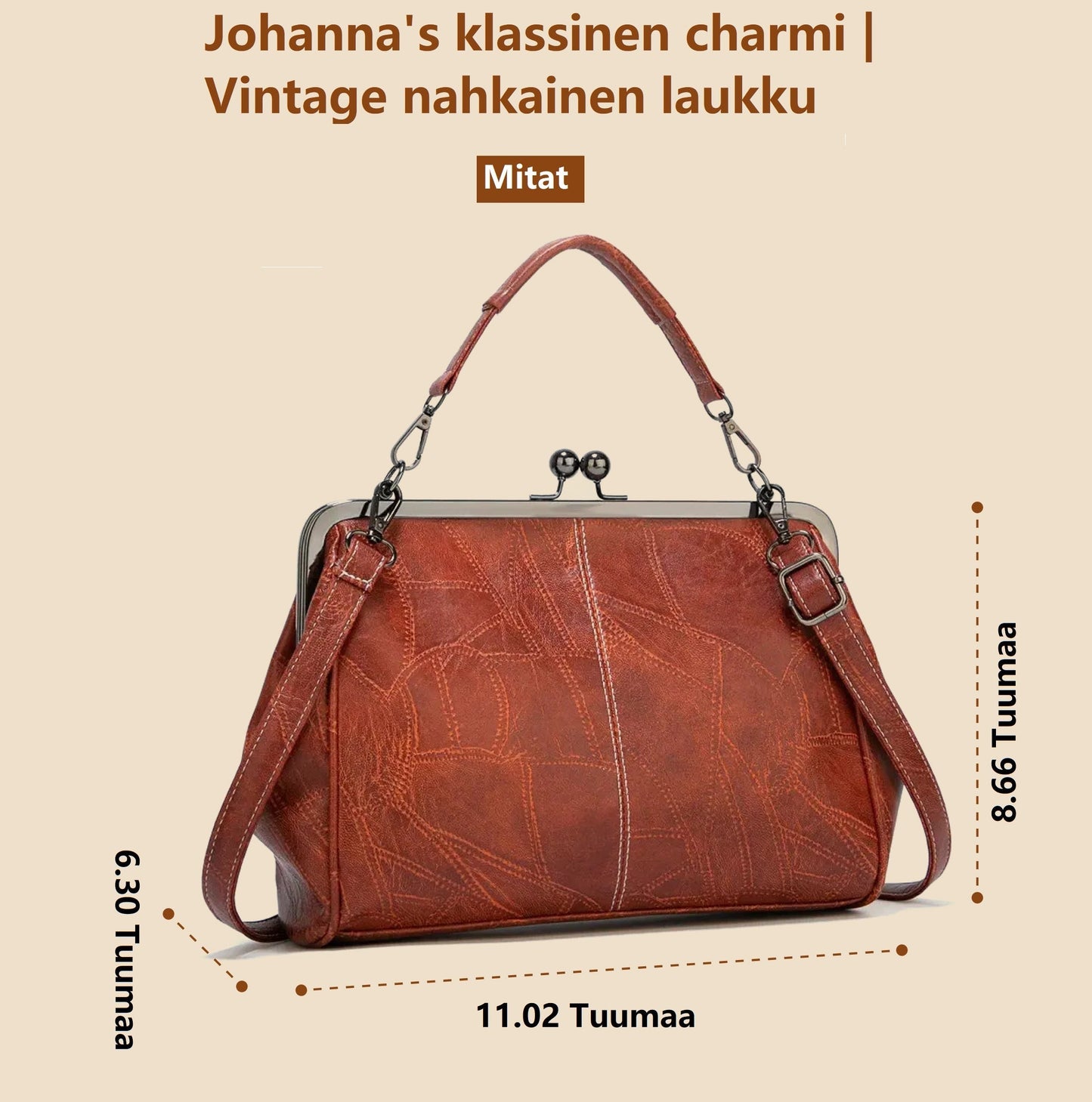 Luvik | klassinen charmi Vintage nahkainen laukku