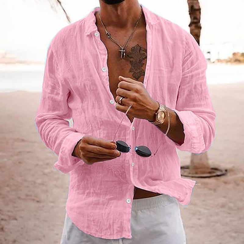 Luvik | Stylish men's shirt: Cotton-linen, long sleeves