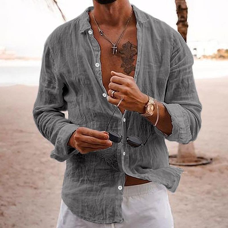 Luvik | Stylish men's shirt: Cotton-linen, long sleeves