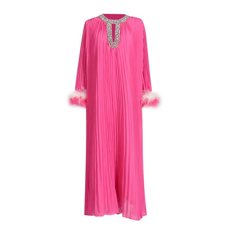 Luvik | Strass Kimallus Sulkareunus Juhlapuku Maxi Dress
