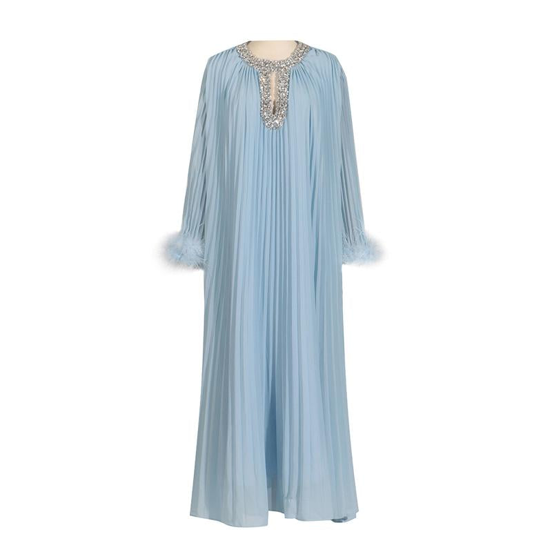 Luvik | Strass Kimallus Sulkareunus Juhlapuku Maxi Dress
