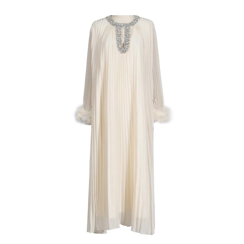Luvik | Strass Kimallus Sulkareunus Juhlapuku Maxi Dress