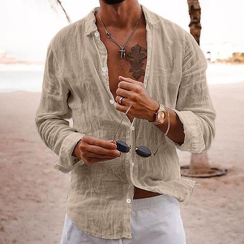 Luvik | Stylish men's shirt: Cotton-linen, long sleeves